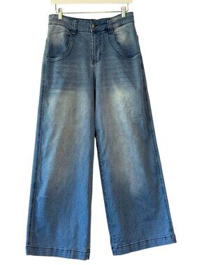 7th & Hudson Womens Wide Leg Denim Jeans Size 9 High Rise Medium Wash